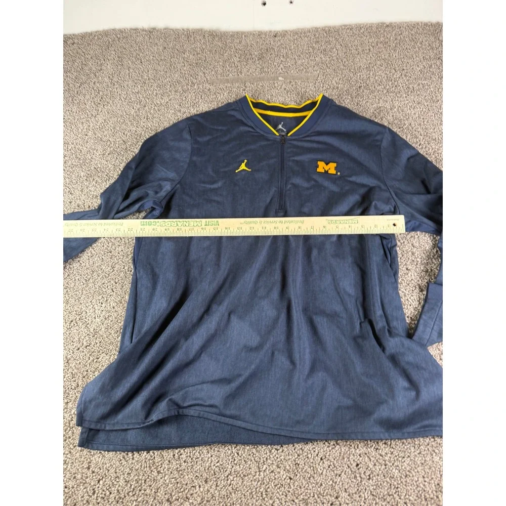 Jordan Michigan Wolverines Mens XXL Navy Blue 1/4 Zip Pullover Jacket Jumpman